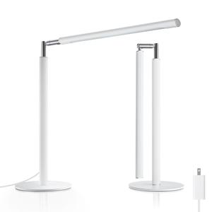 ALFELE White LED Desk Lamp - Foldable Industrial Desk Light for Home Office, 15W Dimmable Table Lamp for Reading with Base, 4 Color Temps, 16" Eye Caring Metal Desktop Task Lamp for College Dorm Study