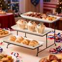 Gomakren 3 Tier Serving Trays Stand Porcelain Serving Platters 12 Inch White Serving Plates Dinner Platters for Appetizer Snack Fruit Cup Cake Tray Display Mothers Day Serving Dishes for Entertaining