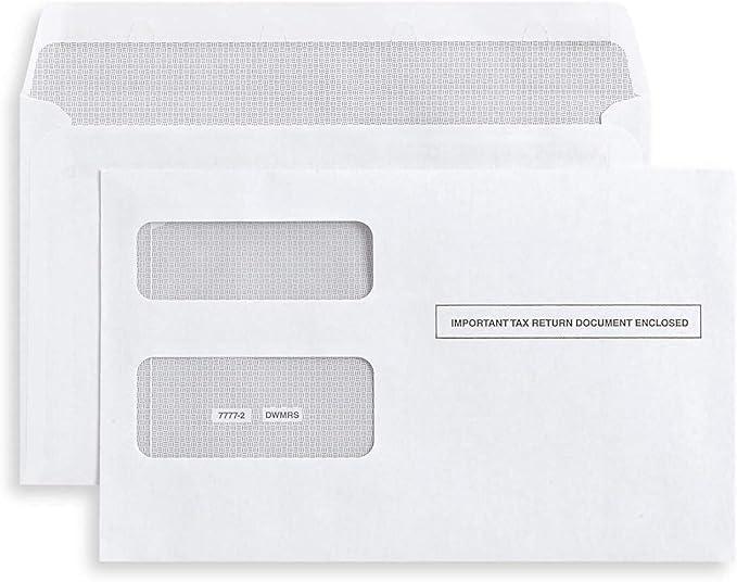 100 Tax 1099 Envelopes Self-Seal For 1099 MISC, 1099-R & DIV - INT, 1095, 1098, Double-Window Security tinded, For Quickbooks or Tax Software - 5 5/8 Inch x 9 Inch, 100 Envelopes