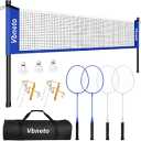 Badminton Set, Portable Outdoor Anti-Sag System – Official 20ft x 5ft Easy Setup Durable Net with 4 Rackets, 3 Shuttlecocks & Carry Bag for Backyard, Lawn or Beach Fun