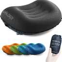 TREKOLOGY Ultralight Inflatable Camping Travel Pillow - ALUFT 2.0 Compressible, Compact, Comfortable, Ergonomic Inflating Pillows for Neck & Lumbar Support While Camp, Hiking, Backpacking (Black)