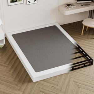 King Box Spring 4 Inch - Heavy Duty Box Spring Mattress Foundation Metal Bed Base with Fabric Cover, Noise Free Easy Assembly Non Slip 3000lbs Max