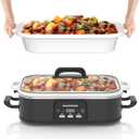 4 Quart Casserole Programmable Slow Cooker with Ceramic Baking Dish - Perfect Kitchen Small Appliance for Family Dinners, Oven Safe and Durable Bakeware for Lasagna, Roasts