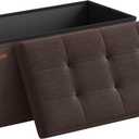 SONGMICS Mazie Collection - 30 Inches Folding Storage Ottoman Bench, Ottoman Foot Rest, End of Bed Bench, Storage Chest, Load 660 lb, for Living Room, Bedroom, Entryway, Brown ULSF047K02, 15"D x 30"W x 15"H