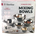 Finedine Polished Mirror Finish Nesting 6 Piece Stainless Steel Mixing Bowl Set