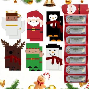 12 Pcs 2026 New Christmas Money Envelope 7 Slots for Cash, 3D Irregular 6 Styles Christmas Money Gift Surprise Card Holder, Xmas Decor Gift Envelopes Supplies for Men Women