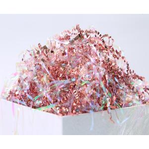 MOLLHAITY 1/2LB Crinkle Cut Paper, Shred Great for Gift Filler, Basket Filling, Birthdays, Weddings, Anniversaries, Easter, Valentines Day, and other occasions (Iridescent Rose Gold-A)
