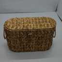 efluky Toilet Paper Storage Basket, Water Hyacinth Slim Toilet Paper Holder with Lid- Holds Up to 9 Mega Rolls, Home Bathroom Decor Organizer