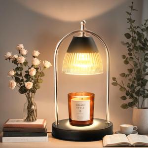 GEEZO Fragrance Candle Warmer LampElectric Candle Warmer with Timer & DimmerMom Christmas Birthday Gifts for Women, House Warming Gifts New Home Bedroom Decor (Black 03)