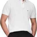 Tommy Hilfiger Men's Short Sleeve Polo Shirts in Classic Fit with Stretch and Organic Pique Cotton (White, XL)