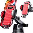 VANMASS [Pro Version] Universal Car Phone Mount [Super Suction Cup] Dashboard Phone Holder, Handsfree Windshield Dash Vent Phone Holder Car, Compatible for iPhone 17 16 15 14 Samsung LG & Truck, Red