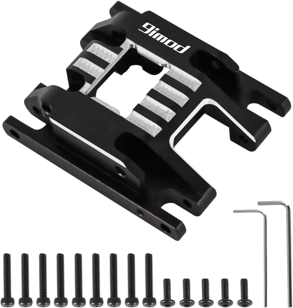 Skid Plate for 1/18 RC Crawler TRX4M Upgrade Parts, CNC Aliuminum Transmission Mount Center Gearbox Base (Black)