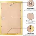 LaVie Home 20x30 Picture Frame Gold Poster Frame,Display Pictures 18x24 with Mat or 20x30 Without Mat, Stable and Sturdy Frame and Polished Plexiglass, Horizontal and Vertical Format of The Walls
