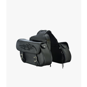 GARGOYLE BELLS Motorcycle Saddle Bags Leather Motorcycle Luggage Bag with Gun Holsters For Softails Sportsters and Choppers Waterproof Luggage Bags For Motorcycle
