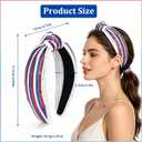 4th of July Sequin Knotted Headband for Women, Red White Blue Striped Patriotic Hairband, Wide Top Knot Headband for Independence Day Parade, Memorial Day Party, USA Themed Events