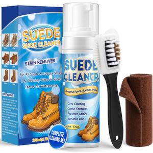 Suede Cleaner Kit for Shoes, 200ml Foam Shoe Cleaner with Brush and Towel, Deep Cleans Suede, Nubuck, Boots, Sneakers, Removes Stains, Dirt and Water Marks Safely (200ml)