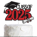LINGBOOM Class of 2025 Graduation Cake Topper Red Glitter Congrats Grad Cake Decorations Happy Graduation Congratulations Grad 2025 We are So Proud of You Party Supplies (Red) 5 Pack