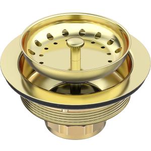 BOTEMY Stainless Steel Gold Sink Drain Strainer Kit 3-1/2 inch Kitchen Drain Assembly with Metal Center Knob Basket Stopper Replacement for Standard Kitchen Sinks