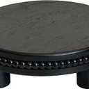 dwellington Farmhouse Beaded Wood Tray Risers for Display, 7.6 Wooden Decorative Tray for Kitchen Home Decor, Display Pedestal Stand for Countertop, Black Round Wood Riser for Soap Dish