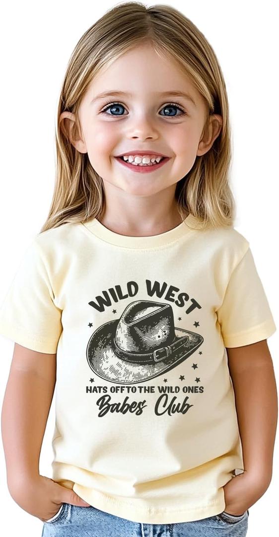 Toddler Cowgirl Shirt for Girls Western Shirts Cow Girl Clothes Horse Graphic Tee Short Sleeve Cotton Summer Outfit 2-8 Years