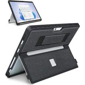 Case fit Microsoft Surface Pro 11/10/9/8 13-Inch, with Stent Cover, Hand Strap, All-in-one Rugged Case Compatible with Type Cover Keyboards, Black