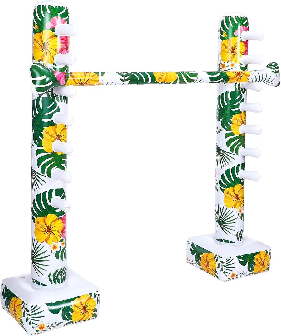 Blueweenly Hawaiian Inflatable Limbo Game 59 Inch Luau Party Games Palm Leaf Aloha Inflatable Decorations Fun Limbo Stick for Party Pole for Adults Tropical Indoor Outdoor Birthday Beach Pool, Large