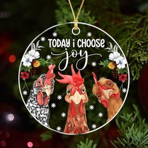 Today I Choose Joy Chicken Ornament – Funny Chicken Christmas Ornament for Tree, Gifts for Chicken Lovers & Farmers, Pack of 2