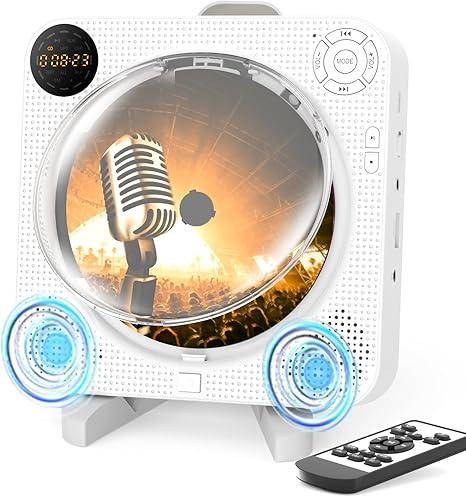 CD Player for Home, CD Player Portable with Speakers, Bluetooth CD Music Player with Remote Control, Dust Cover, Support FM Radio, AUX in Cable&USB,Repeat