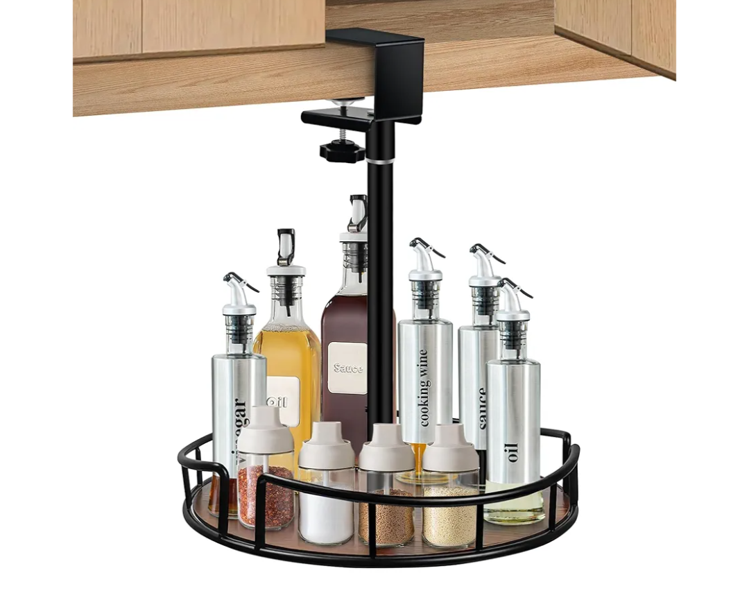 Under Shelf Basket - Hanging Organizer for Kitchen Cabinets, Pantry, and Laundry Room - Metal Rotating Design, Space-Saving Storage Solution - Durable and Easy to Install (11 Inch)