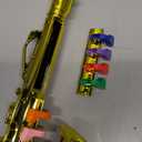 Amylove Set of 2 Musical Instruments Including Toy Clarinet and Toy Saxophone Plastic Saxophone Toy Clarinet with 8 Colored Keys for Home School Teaching Songs Music Gift, Gold Finish