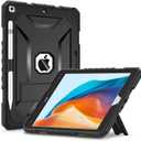 Case for iPad 9th Generation/iPad 8th Generation/iPad 7th Generation 10.2 Inch, with Kickstand, Slim Heavy Duty Shockproof Rugged Protective Case for iPad 10.2 Inch 2021/2020/2019 Model, Black