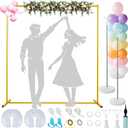 6.5FT Wedding Arch Backdrop Stand Metal Backdrop Stand with 2 Pcs Adjustable Balloon Arch Stand Gold Wedding Arch Frame for Birthday Party Graduation Baby Shower Ceremony Outdoor Indoor Supplies Dcor