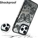 BITOBE Designed for iPhone 12 Pro Max, Cute 3D Butterfly Case Slim Plating Glitter Bling Luxury Cover for Women Girls Protective Camera Protection Bumper 6.7" Black