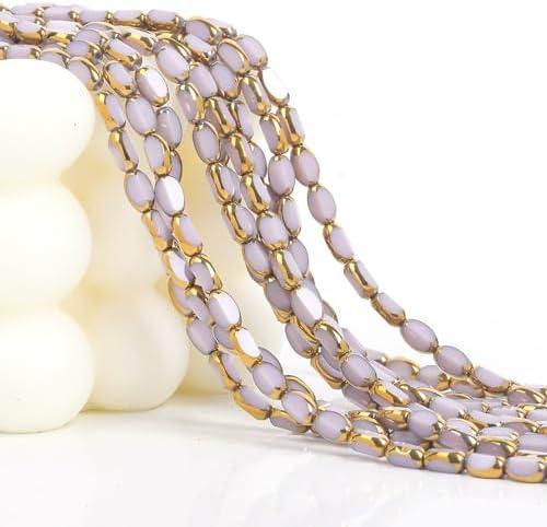 Pack of 3, WTIAN 4mm Gradient Bicone Crystal Glass Beads Small Faceted Bicone Shape Crystal Glass Spacer Beads for Bracelet Necklace Decorative Hand Jewelry Making (AB, 4MM) (Purple)
