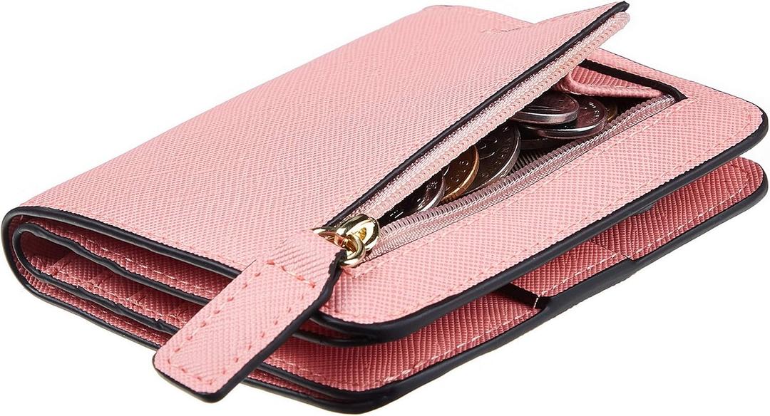 Toughergun Wallet Women Rfid Blocking Small Compact Bifold Luxury Leather Pocket Wallet Ladies Mini Purse with ID Window (CH Sakura Pink)