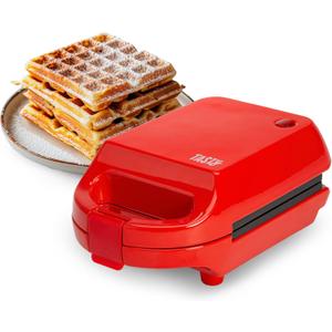 Tasty Mini Nonstick Waffle Maker, Perfect for Individual Waffles, Hash Browns, Brownies and more, Quick Results, Easy Clean Up, 600W, Red
