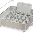 Joseph Joseph Extend Steel Expandable Dish Drying Rack with Removable Cutlery Holder Swivel Draining Spout, Stainless Steel