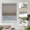 Persilux Custom Size Cordless Solar Shades for Windows - Roller Shades with 5% Openness, UV Protection, Fire Retardant, Light Filtering - Roller Blinds for Home, Office - Cocoa