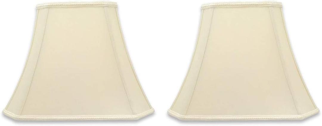 Royal Designs, Inc. DSO-68-16EG-2 Rectangle Cut Corner Bell Designer Lamp Shade, (6.25x8) x (11x16) x 12, Eggshell, 2-Pack