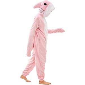 Unisex Adult Animal Onesie Pajamas Slim Fit Halloween Costume One Piece Sleepwear Homewear Cosplay Suit (Large, Pink Shark)