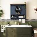 RUSTOWN Farmhouse Bathroom Wall Storage Cabinet with Sliding Barn Doors, 31.5 inches x 30.7 inches x 7.9 inches