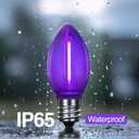 2xC7 Halloween Light Replacement Bulbs, Led Clear Purple Light Bulbs, 0.6 W C7 Bulb E12 Candelabra Base for Christmas Thanksgiving Xmas Tree Holiday Patio Outdoor String Lights Decor -12 Pack 