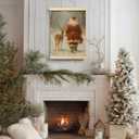 Evcprz Christmas Santa and Reindeer Wall Art Poster Hanger Frame, Rustic Christmas Decor, Winter Xmas Snowy Forest Hanging Canvas Prints Wall Art Decor for Home Living Room Bedroom, 12x16 Inch