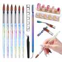 Quaferen 23PCS Acrylic Nail Art Brushes Set Size 6/8/10/12/14/16 Kolinsky Brushes for Acrylic Application Professional for Powder Nail Extension 3D Carving Builder Gel Brush for DIY Salon Home