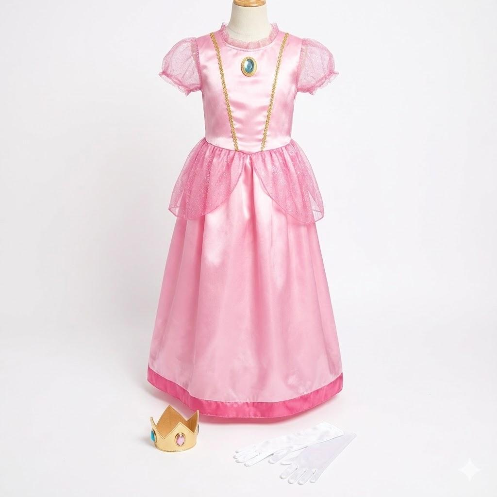 Hansooncood Princess Peach Costume Adult Super Borthers Costume Women Halloween Pink X Large