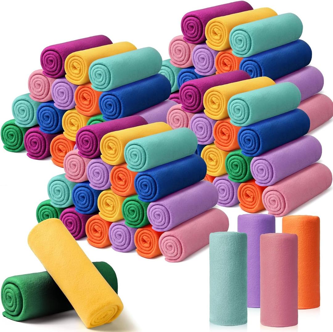 Kinlop 40 Packs Fleece Blanket Bulk 60 x 50 Inch Soft Lightweight Fleece Cozy Blanket Warm Throw Plush Pet Throw for Bed Couch Sofa Home Office Wedding Gifts Travel Camping (Stylish Color,80 Packs)