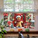 Christmas Window Film Gingerbread Man Front Door Holiday Decorations Gift Boxes Festive Privacy Glass Sticker Static Cling Window Clings for Home Party 39.3  17.7 Inch