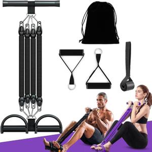 2026 Upgrade Foot Pedal Resistance Band, Adjustable 4-Tube Pedal Ankle Puller Resistance Band with Handle, Multifunction Home Gym Equipment, Stirrup Puller for Men Women for Full Body Exercise