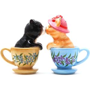 Pacific Giftware ATTRACTIVES Salt and Pepper Shaker - Tea Cup Kitten