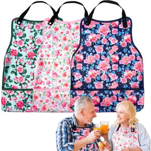 Adult Bibs with Crumb Catcher,3Pack Adjustable Bibs for Eating,Waterproof Washable Men Clothing Protectors,Reusable Large Feeding Bib for Women Elderly Seniors